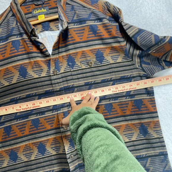 Cabela's 2XL Regular Southwestern Button Up Men's Pocket Fleece Cotton Collared - Picture 4 of 10